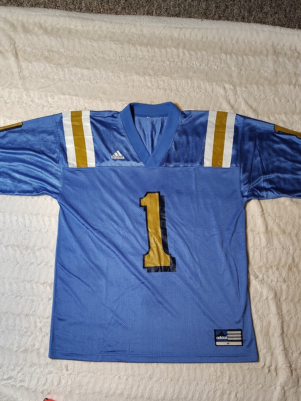 adidas Men’s Light Blue & Gold Football Jersey with Number 1